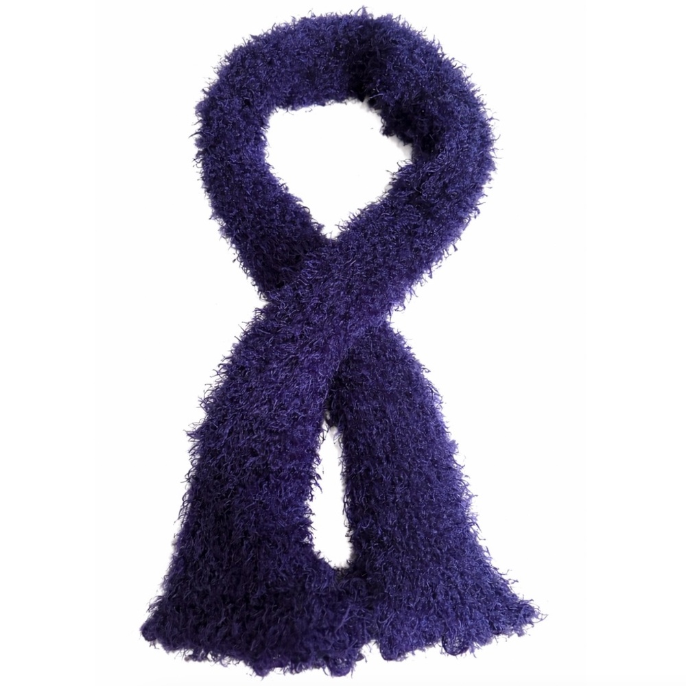 Vintage Fuzzy Y2K Scarf Dark Blue